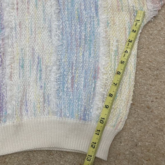 Vintage 80’s Pastel Rainbow Knit V-Neck Sweater, Colorful, Preppy, Women’s Large - Picture 7 of 7